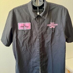 Spirit Black Casual Button Down costume Shirt with Pink Accents